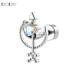Fashion jewelry Brass Fishbone and Crescent Moon Colorful Zircon Drop Earrings