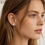 Fashion jewelry Brass Floral Zircon Stud Earrings