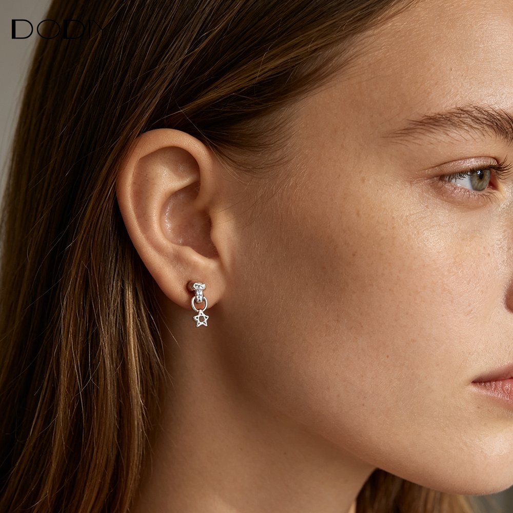 Fashion jewelry Brass Skull and Heart Drop Earrings