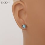 Fashion jewelry Brass Turquoise flower stud earrings