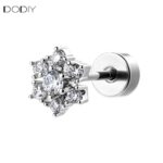 Fashion jewelry Brass Floral Zircon Stud Earrings