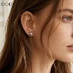 Fashion jewelry Brass Moonstone stud earrings