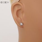 Fashion jewelry Brass Floral Zircon Stud Earrings