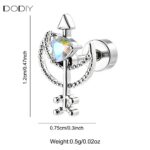 Fashion jewelry Brass Fishbone and Crescent Moon Colorful Zircon Drop Earrings