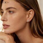 Fashion jewelry Brass zircon Five-pointed star women earrings