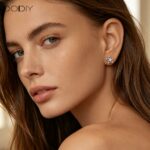 Fashion jewelry Brass zircon Five-pointed star women earrings