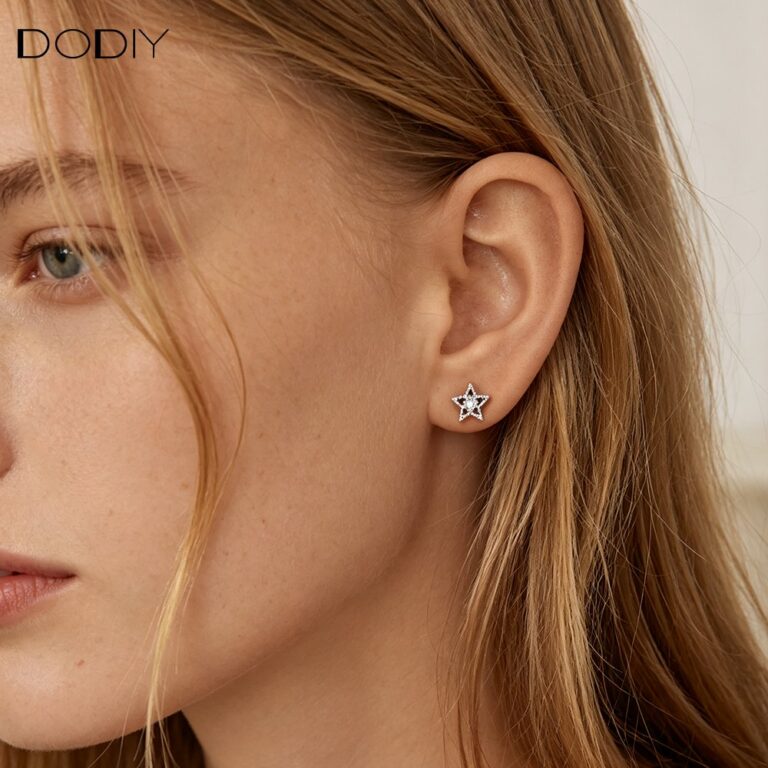 Fashion jewelry Brass zircon Five-pointed star women earrings