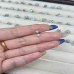 Fashion jewelry Brass Double-heart zirconia stud earrings