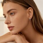 Fashion jewelry Brass Fishbone and Crescent Moon Colorful Zircon Drop Earrings