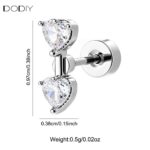 Fashion jewelry Brass Double-heart zirconia stud earrings