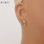 Fashion jewelry Brass Fishbone and Crescent Moon Colorful Zircon Drop Earrings