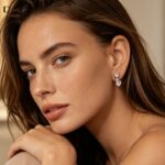 Fashion jewelry Brass Double-heart zirconia stud earrings