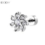 Fashion jewelry Brass Floral Zircon Stud Earrings