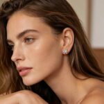 Fashion jewelry Brass Floral Zircon Stud Earrings
