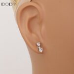 Fashion jewelry Brass Double-heart zirconia stud earrings
