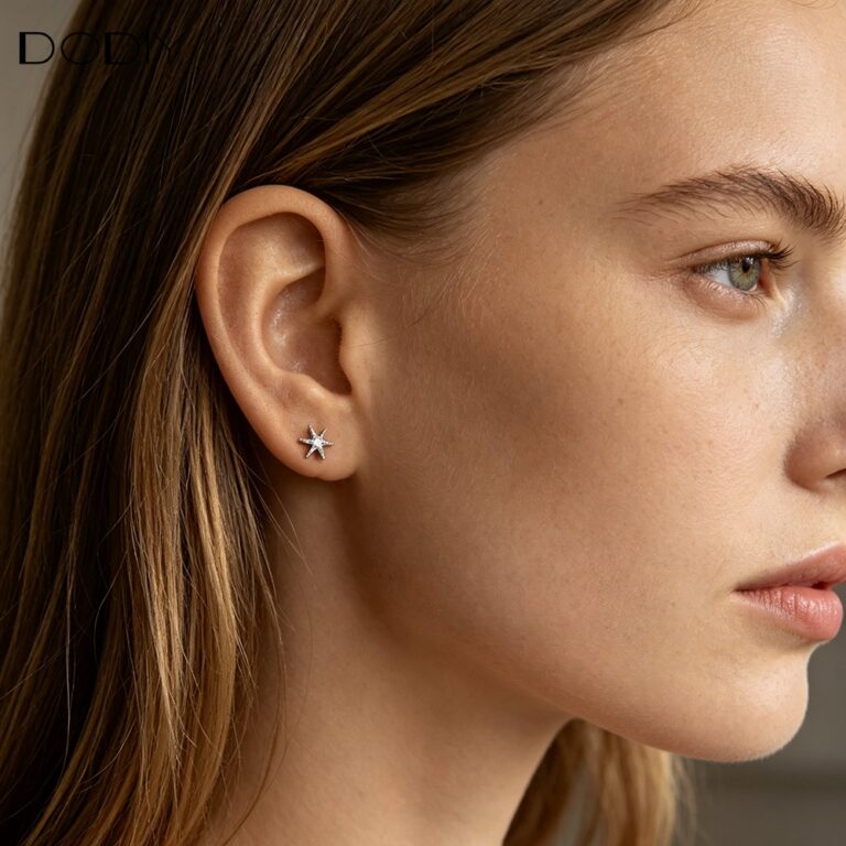 Fashion jewelry Brass Six-pointed star stud earrings