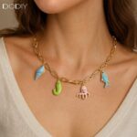 Starter Kits 18K PVD Gold 316L Stainless Steel Paperclip Chain DIY Ocean Enamel Charm Bracelet Anklet Necklace, Octopus Fish Conch Sea Charms Jewelry, Waterproof Tarnish Resistant