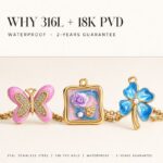 Charms DODY Floral Enamel Charms | 316L Stainless Steel 18K PVD Gold DIY Jewelry Pendants