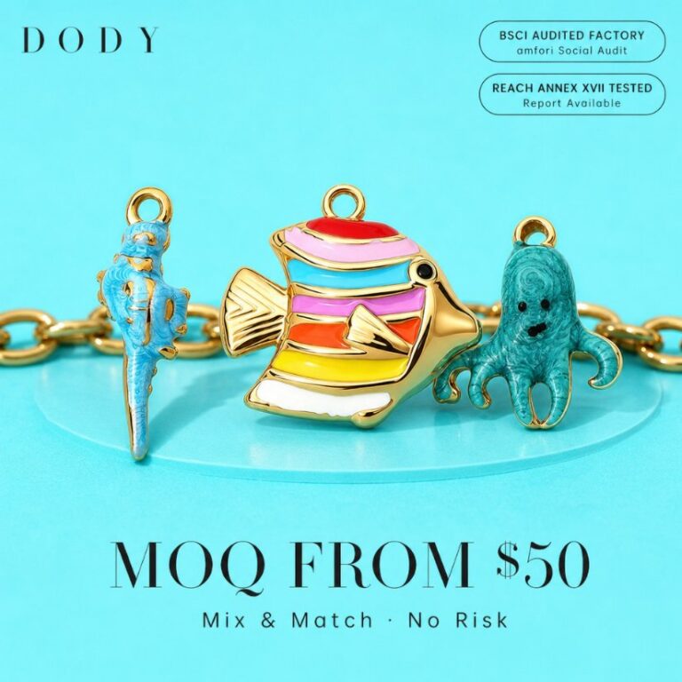 Charms DODY Cute Sea Creature Enamel Charms | 316L Stainless Steel 18K PVD Gold DIY Jewelry Charms