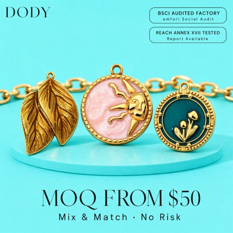 Charms DODY Nature Witchy Enamel Charms | 316L Stainless Steel 18K PVD Gold DIY Jewelry Pendants