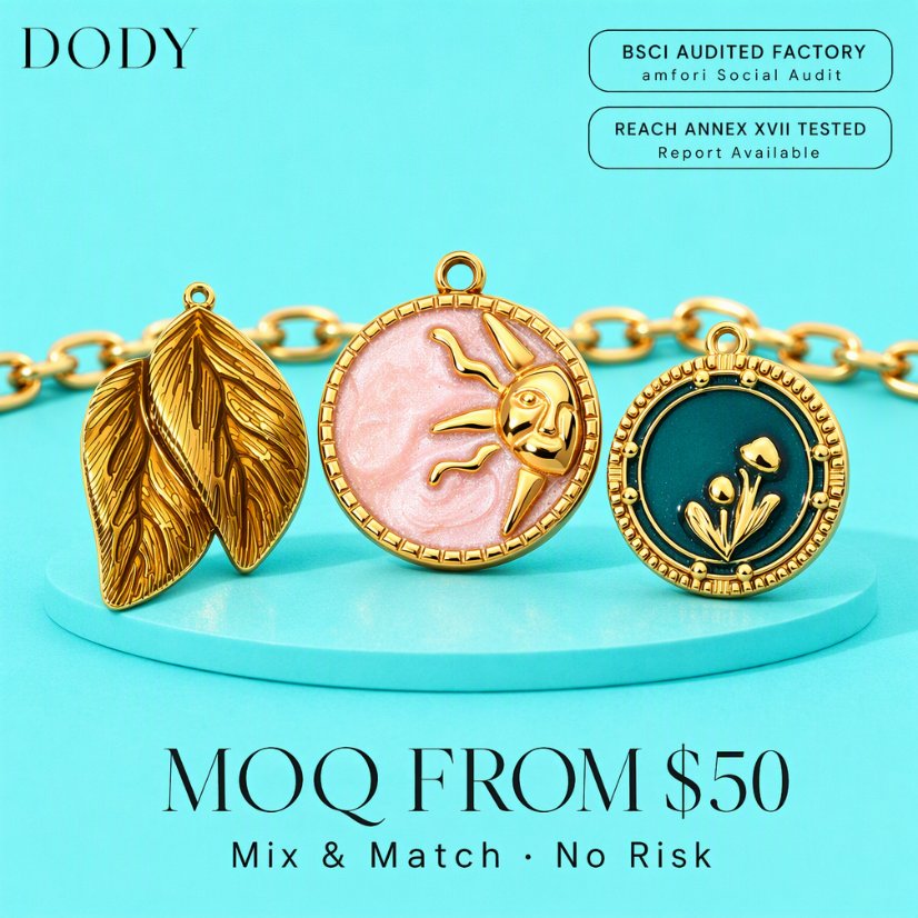 Charms DODY Nature Witchy Enamel Charms | 316L Stainless Steel 18K PVD Gold DIY Jewelry Pendants