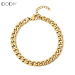 Starter Kits DIY Cuban Blank Chain | Waterproof 316L Stainless Steel Gold Base Chain for Charm Bracelet, Anklet & Necklace