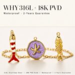 Charms DODY Nautical Ocean Enamel Charms | 316L Stainless Steel 18K PVD Gold DIY Jewelry Charms
