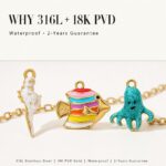 Charms DODY Cute Sea Creature Enamel Charms | 316L Stainless Steel 18K PVD Gold DIY Jewelry Charms