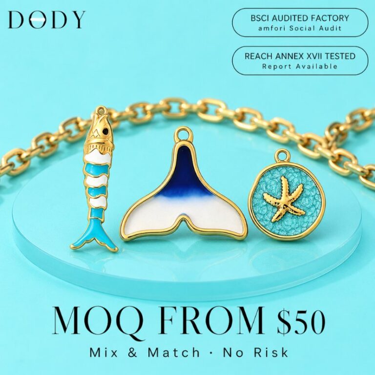Charms DODY Nautical Ocean Enamel Charms | 316L Stainless Steel 18K PVD Gold DIY Jewelry Charms