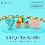 Charms DODY Heart Bow Rainbow Horseshoe Enamel Charms | 316L Stainless Steel 18K PVD Gold DIY Jewelry Charms