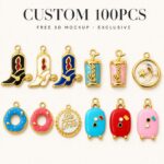 Charms DODY Cowboy Boot Donut Drink Suitcase Enamel Charms | 316L Stainless Steel 18K PVD Gold DIY Jewelry Charms