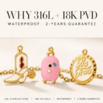 Charms DODY Cowboy Boot Donut Drink Suitcase Enamel Charms | 316L Stainless Steel 18K PVD Gold DIY Jewelry Charms
