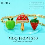 Charms DODY Fruit Vegetable Mushroom Enamel Charms | 316L Stainless Steel 18K PVD Gold DIY Jewelry Charms